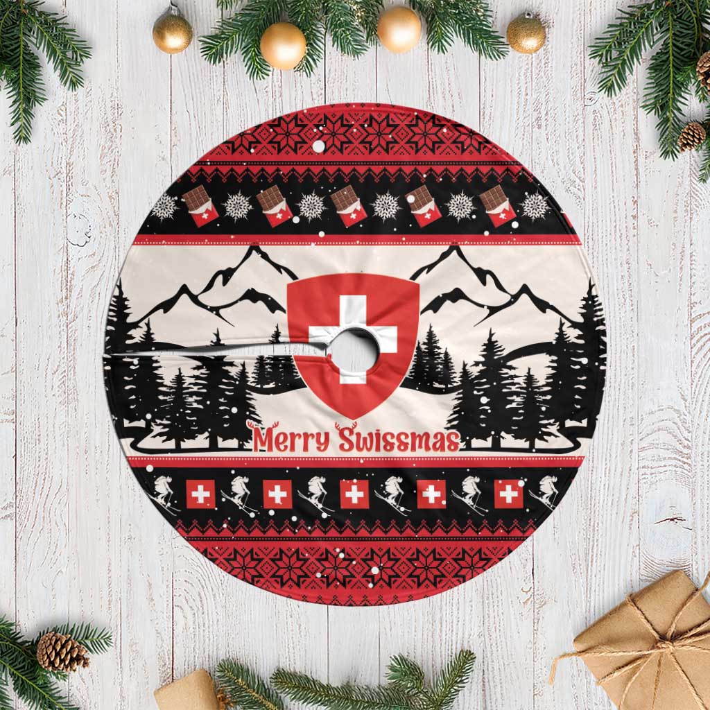 Switzerland Christmas Tree Skirt Merry Swissmas - Coat Of Arms Style - Wonder Print Shop