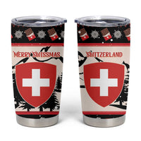 Switzerland Christmas Tumbler Cup Merry Swissmas - Coat Of Arms Style - Wonder Print Shop