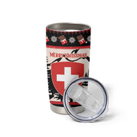 Switzerland Christmas Tumbler Cup Merry Swissmas - Coat Of Arms Style - Wonder Print Shop