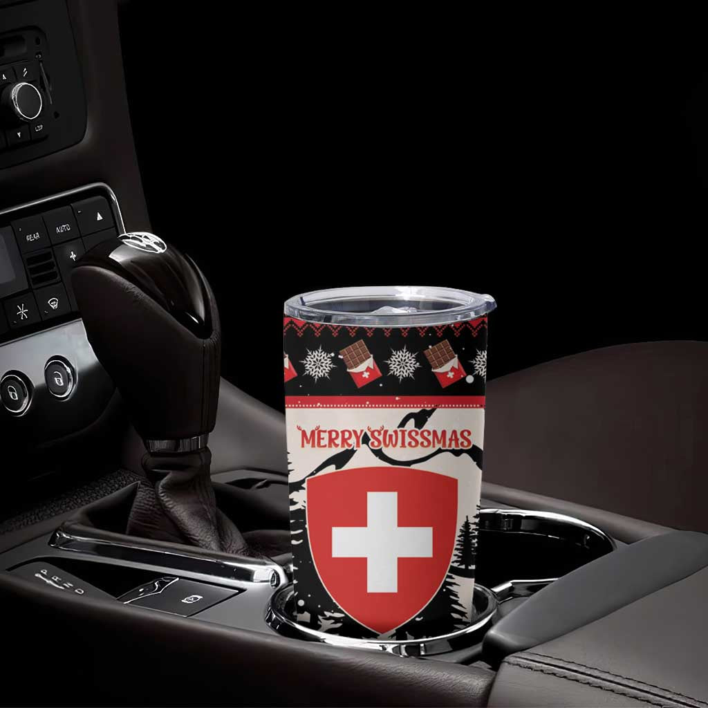 Switzerland Christmas Tumbler Cup Merry Swissmas - Coat Of Arms Style - Wonder Print Shop