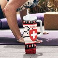 Switzerland Christmas Tumbler With Handle Merry Swissmas - Coat Of Arms Style - Wonder Print Shop