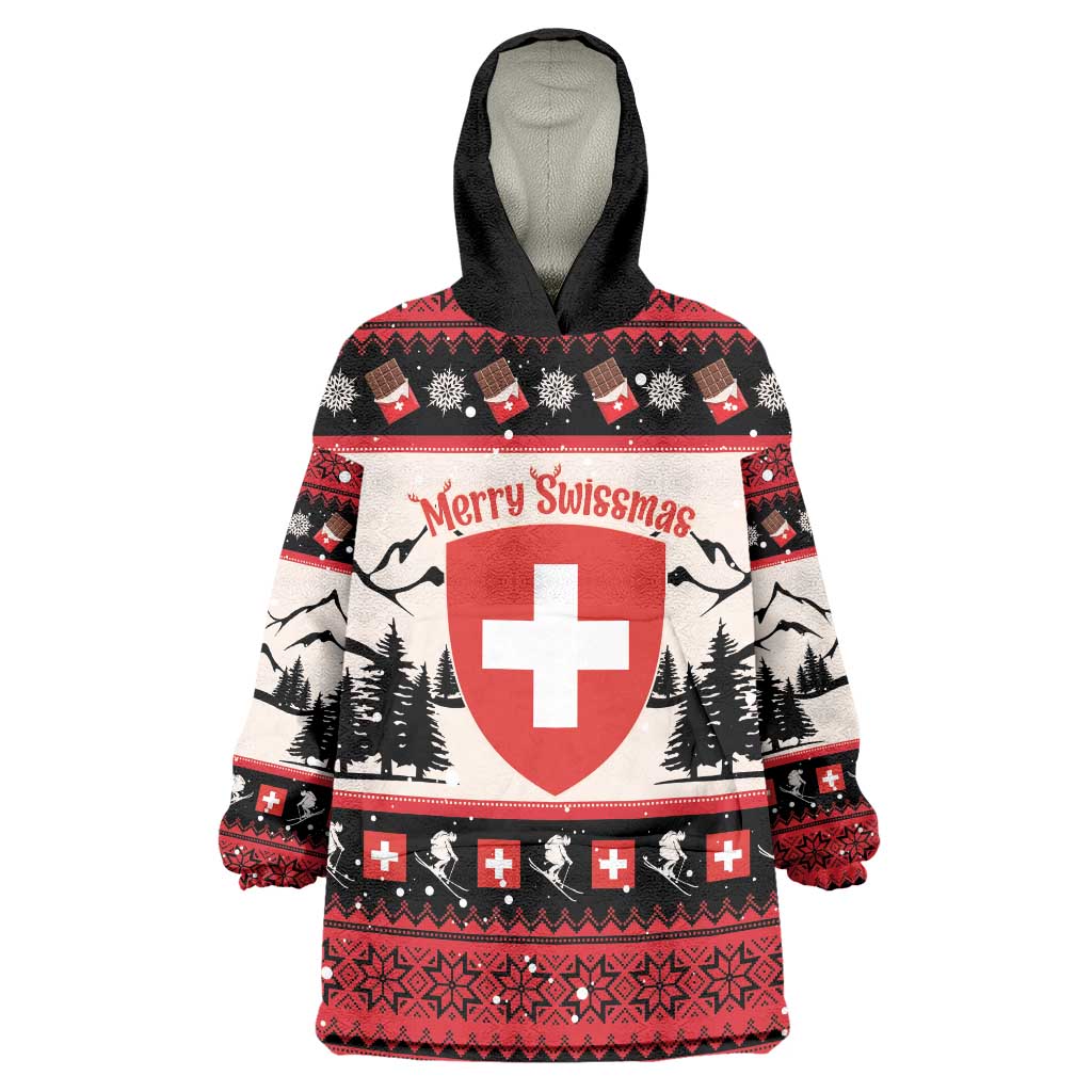 Switzerland Christmas Wearable Blanket Hoodie Merry Swissmas - Coat Of Arms Style - Wonder Print Shop