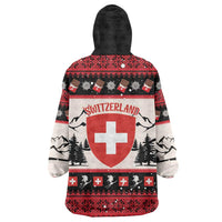 Switzerland Christmas Wearable Blanket Hoodie Merry Swissmas - Coat Of Arms Style - Wonder Print Shop