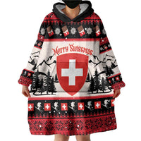 Switzerland Christmas Wearable Blanket Hoodie Merry Swissmas - Coat Of Arms Style - Wonder Print Shop