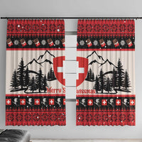 Switzerland Christmas Window Curtain Merry Swissmas - Coat Of Arms Style - Wonder Print Shop
