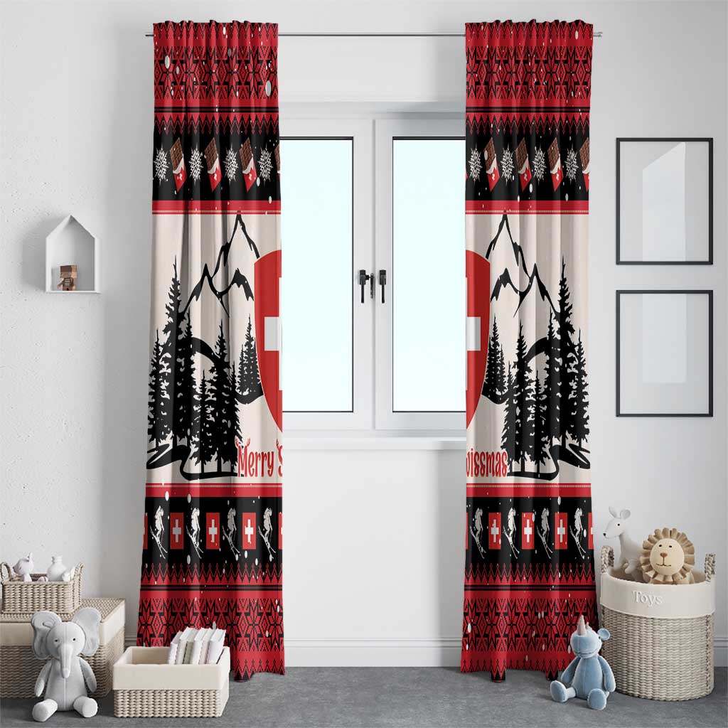 Switzerland Christmas Window Curtain Merry Swissmas - Coat Of Arms Style - Wonder Print Shop