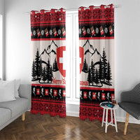Switzerland Christmas Window Curtain Merry Swissmas - Coat Of Arms Style - Wonder Print Shop