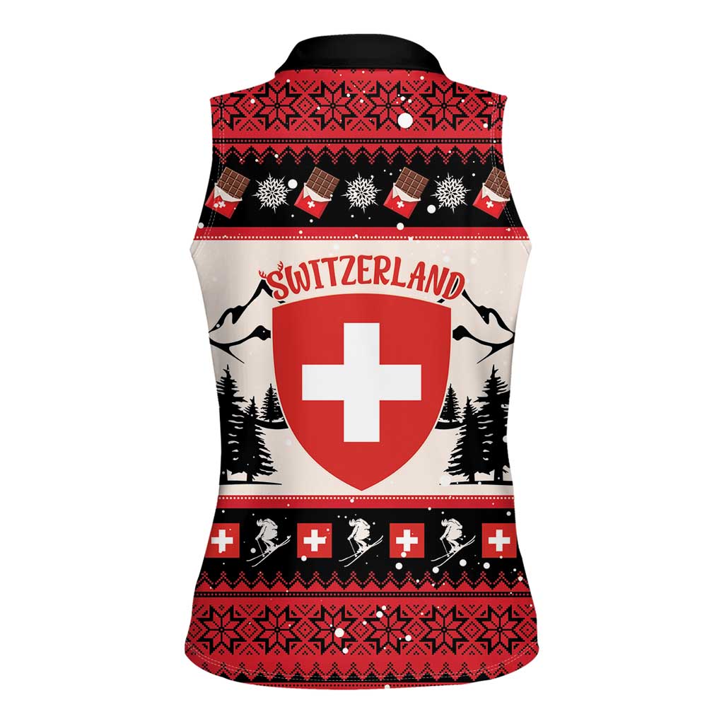 Switzerland Christmas Women Sleeveless Polo Shirt Merry Swissmas - Coat Of Arms Style - Wonder Print Shop