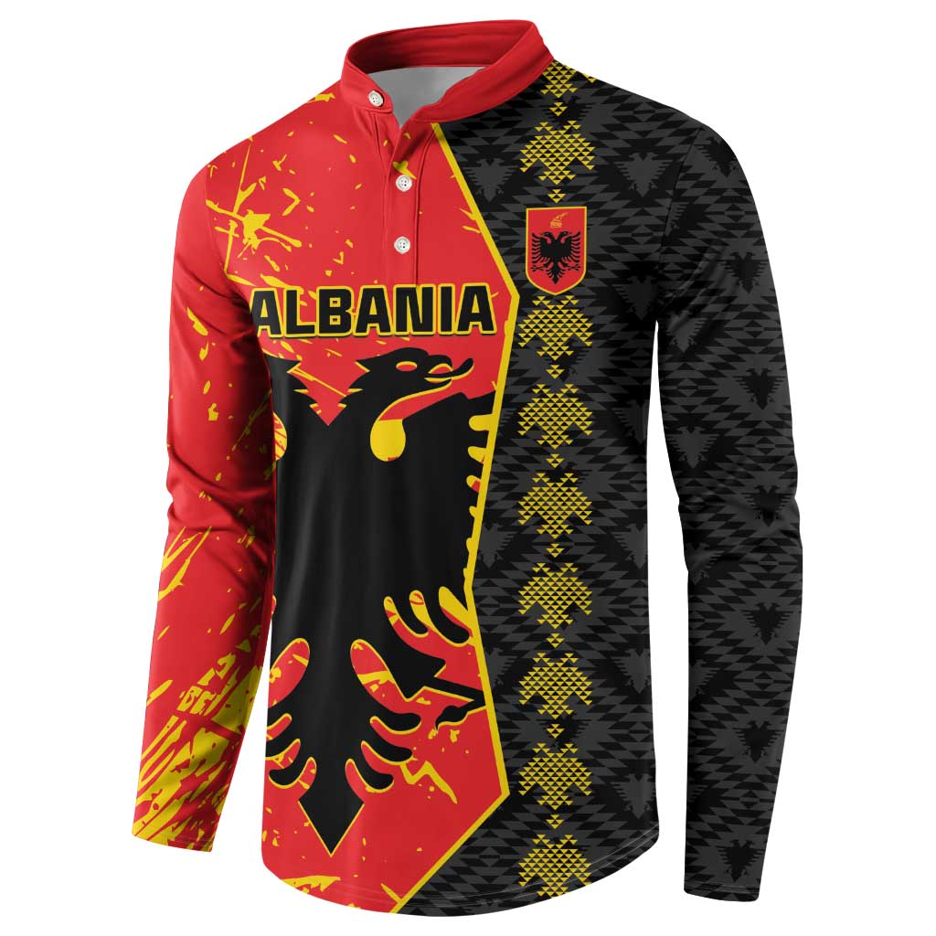 Albania Independence Day Button Sweatshirt Albanian Proud - Flag Color - Wonder Print Shop