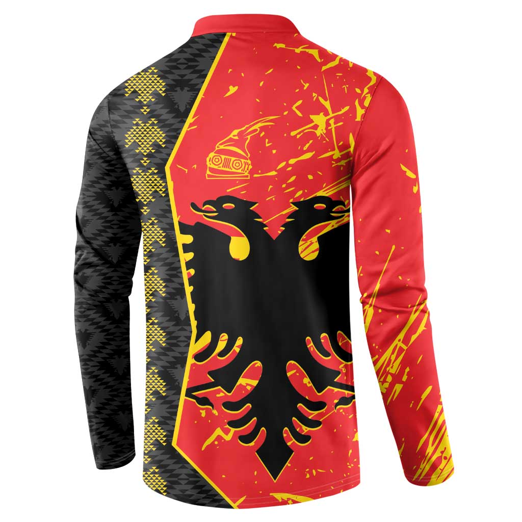 Albania Independence Day Button Sweatshirt Albanian Proud - Flag Color - Wonder Print Shop