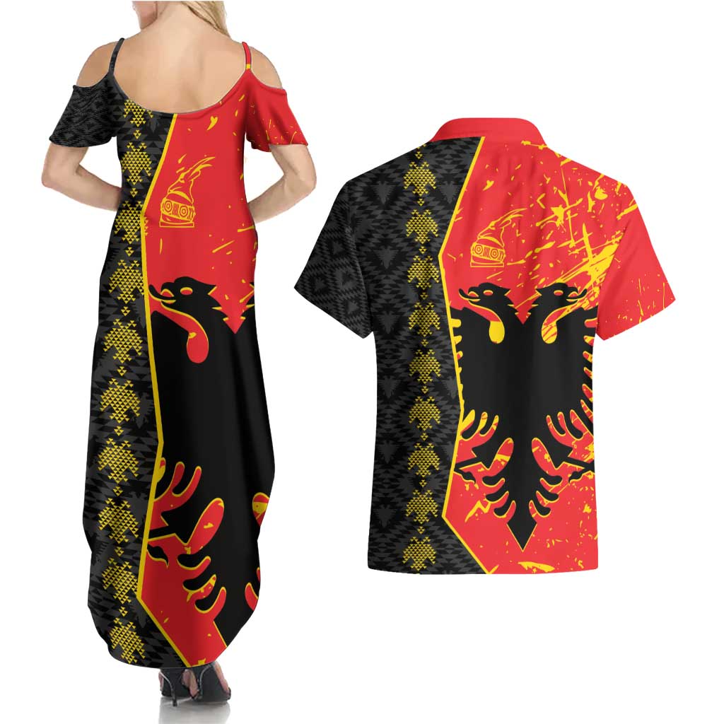 Albania Independence Day Couples Matching Summer Maxi Dress and Hawaiian Shirt Albanian Proud - Flag Color - Wonder Print Shop