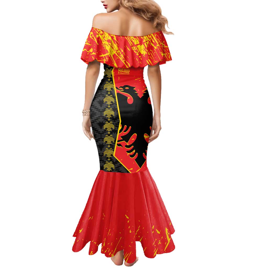 Albania Independence Day Family Matching Mermaid Dress and Hawaiian Shirt Albanian Proud - Flag Color - Wonder Print Shop