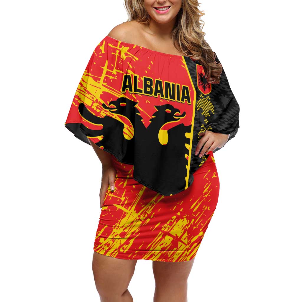 Albania Independence Day Family Matching Off Shoulder Short Dress and Hawaiian Shirt Albanian Proud - Flag Color - Wonder Print Shop