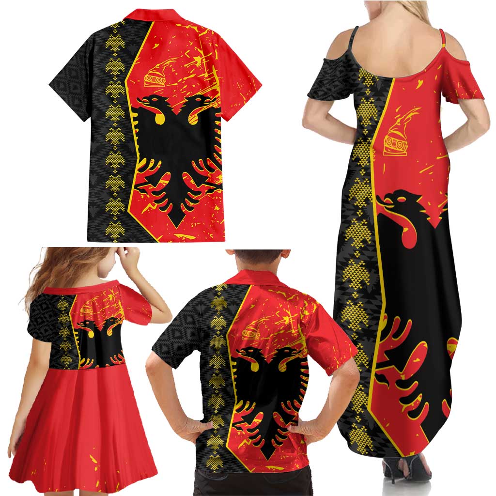 Albania Independence Day Family Matching Summer Maxi Dress and Hawaiian Shirt Albanian Proud - Flag Color - Wonder Print Shop