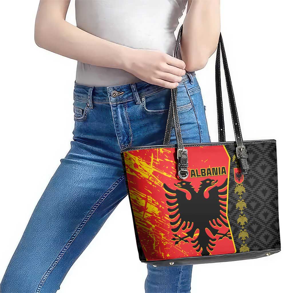 Albania Independence Day Leather Tote Bag Albanian Proud - Flag Color - Wonder Print Shop