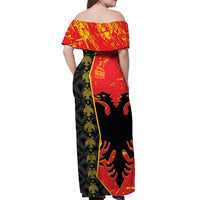 Albania Independence Day Off Shoulder Maxi Dress Albanian Proud - Flag Color - Wonder Print Shop