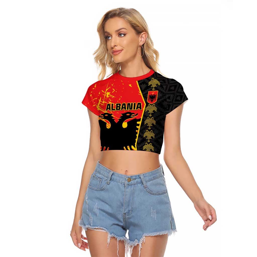 Albania Independence Day Raglan Cropped T Shirt Albanian Proud - Flag Color - Wonder Print Shop