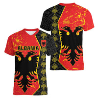 Albania Independence Day Women V-Neck T-Shirt Albanian Proud - Flag Color - Wonder Print Shop