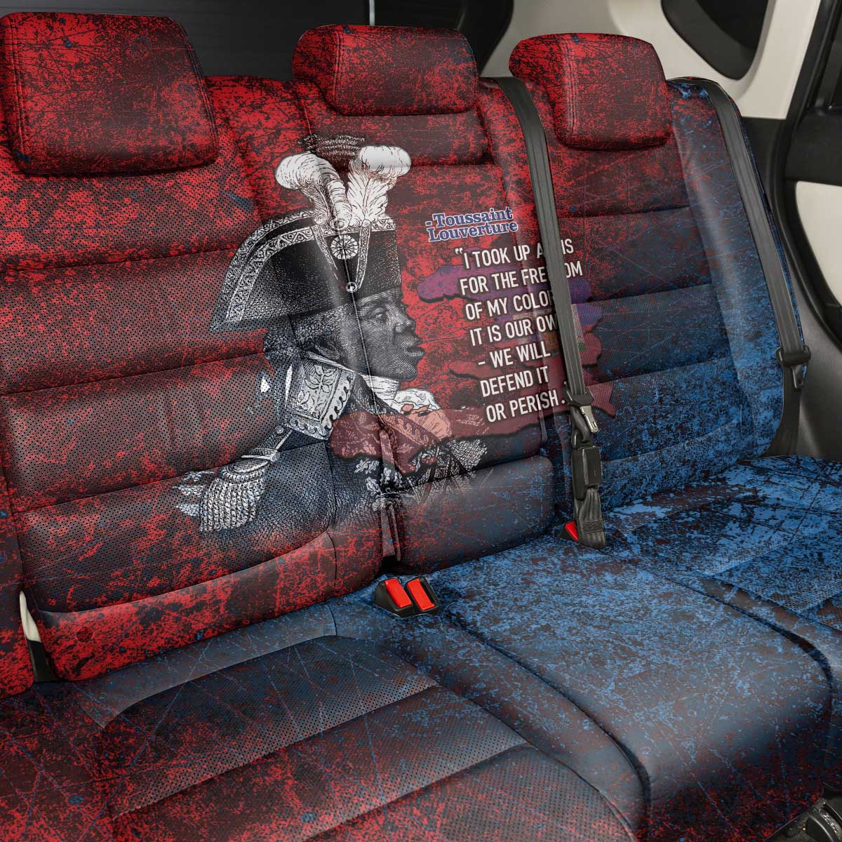 Toussaint Louverture Afro Haiti Back Car Seat Cover Haitian Father Grunge Style - Wonder Print Shop