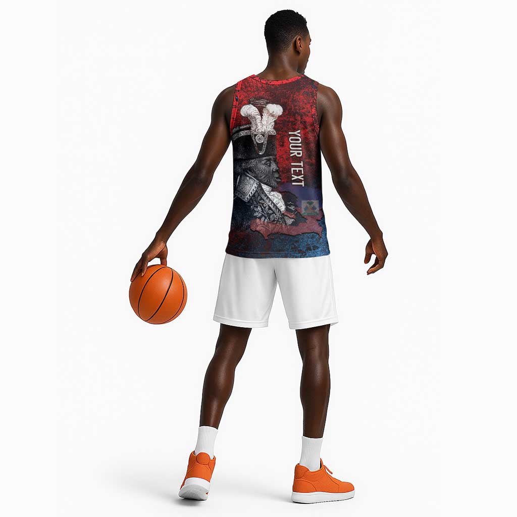 Personalized Toussaint Louverture Afro Haiti Basketball Jersey Haitian Father Grunge Style - Wonder Print Shop