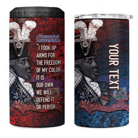 Personalized Toussaint Louverture Afro Haiti 4 in 1 Can Cooler Tumbler Haitian Father Grunge Style - Wonder Print Shop