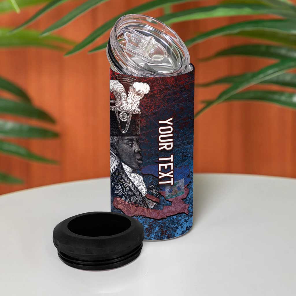 Personalized Toussaint Louverture Afro Haiti 4 in 1 Can Cooler Tumbler Haitian Father Grunge Style - Wonder Print Shop
