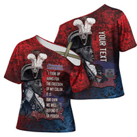 Personalized Toussaint Louverture Afro Haiti Cross Shoulder Shirt Haitian Father Grunge Style - Wonder Print Shop