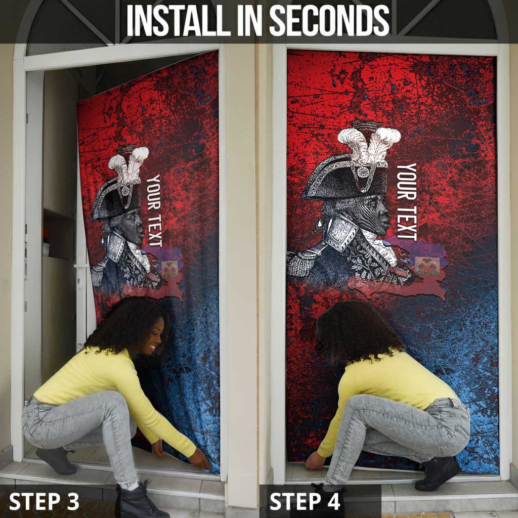 Personalized Toussaint Louverture Afro Haiti Door Cover Haitian Father Grunge Style - Wonder Print Shop
