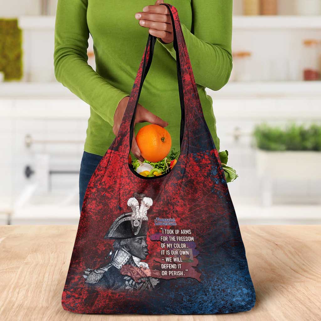 Toussaint Louverture Afro Haiti Grocery Bag Haitian Father Grunge Style - Wonder Print Shop