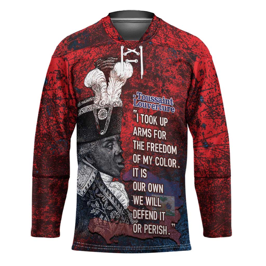 Personalized Toussaint Louverture Afro Haiti Hockey Jersey Haitian Father Grunge Style - Wonder Print Shop