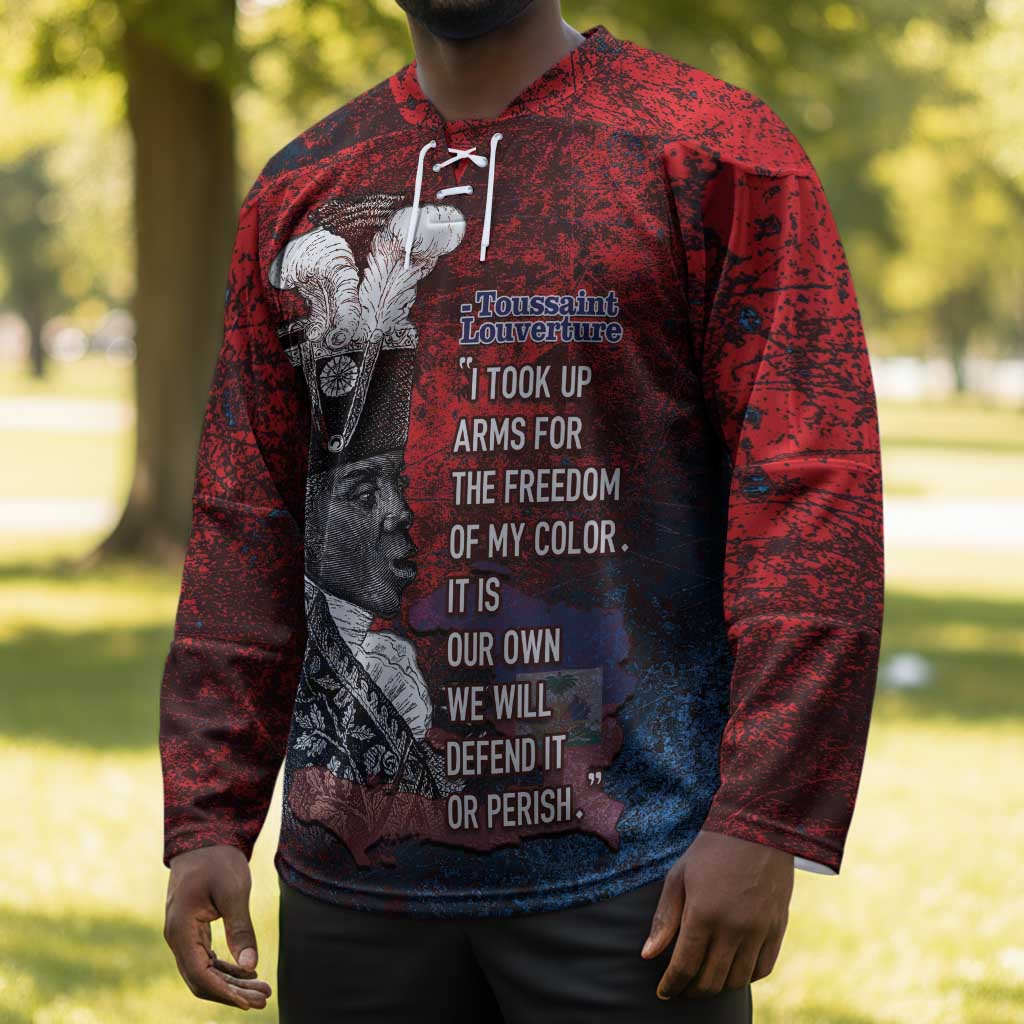 Personalized Toussaint Louverture Afro Haiti Hockey Jersey Haitian Father Grunge Style - Wonder Print Shop