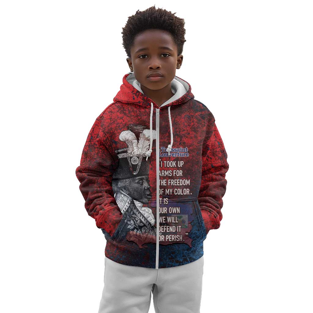 Personalized Toussaint Louverture Afro Haiti Kid Hoodie Haitian Father Grunge Style - Wonder Print Shop