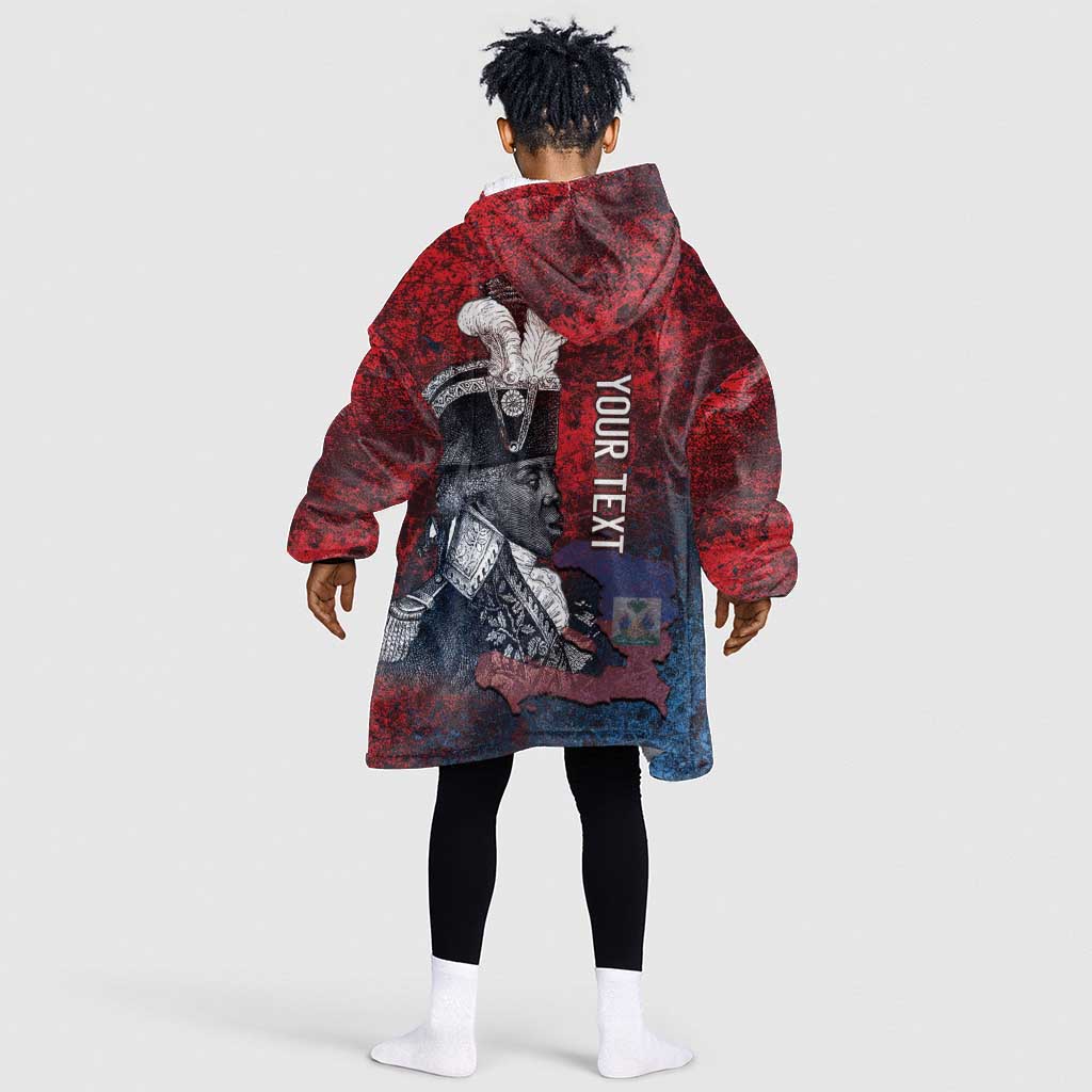 Personalized Toussaint Louverture Afro Haiti Kid Wearable Blanket Hoodie Haitian Father Grunge Style - Wonder Print Shop