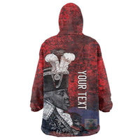 Personalized Toussaint Louverture Afro Haiti Kid Wearable Blanket Hoodie Haitian Father Grunge Style - Wonder Print Shop