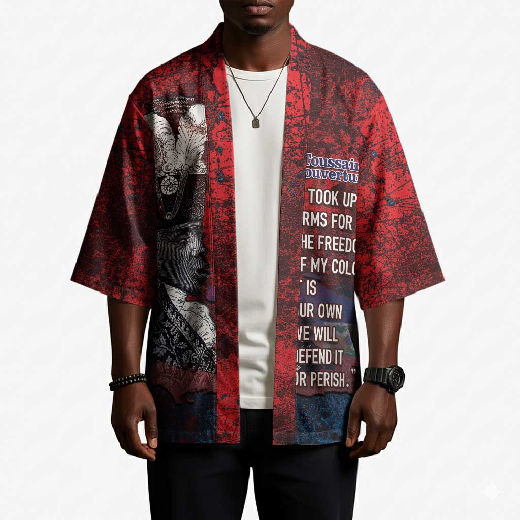 Personalized Toussaint Louverture Afro Haiti Kimono Haitian Father Grunge Style - Wonder Print Shop