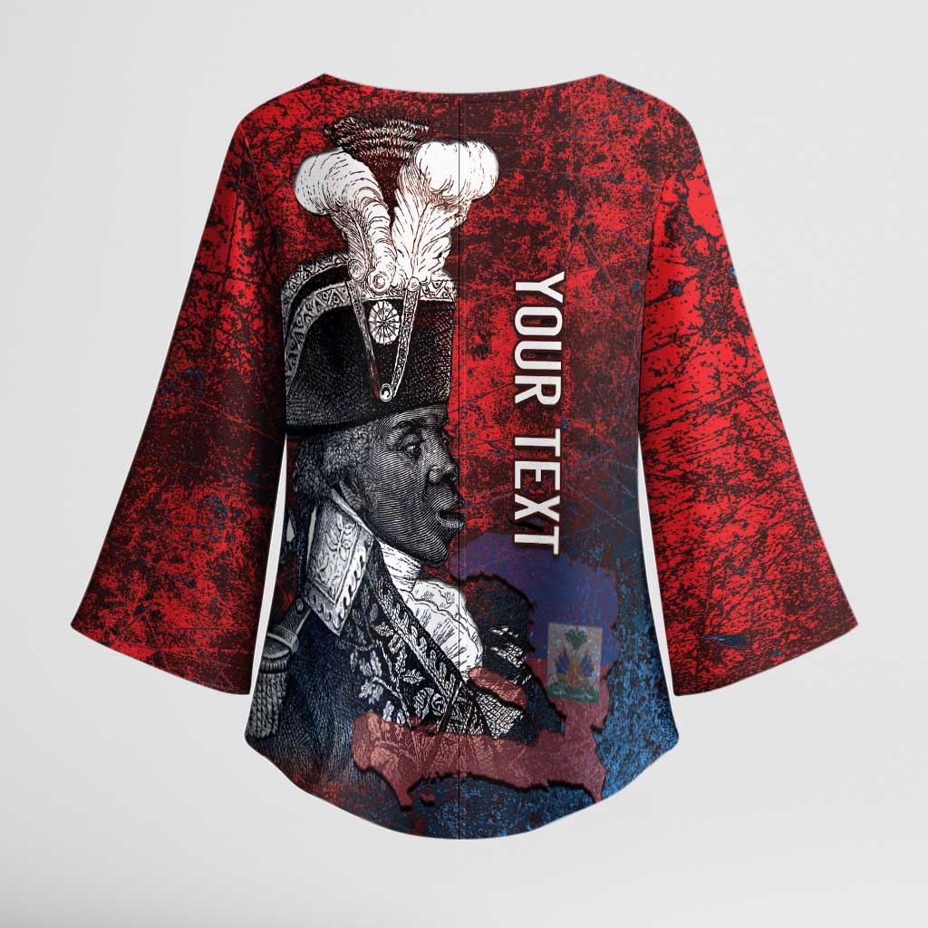 Personalized Toussaint Louverture Afro Haiti Kimono Sleeve Blouse Haitian Father Grunge Style - Wonder Print Shop
