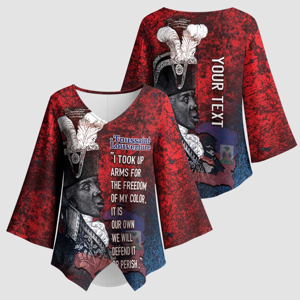 Personalized Toussaint Louverture Afro Haiti Kimono Sleeve Blouse Haitian Father Grunge Style - Wonder Print Shop