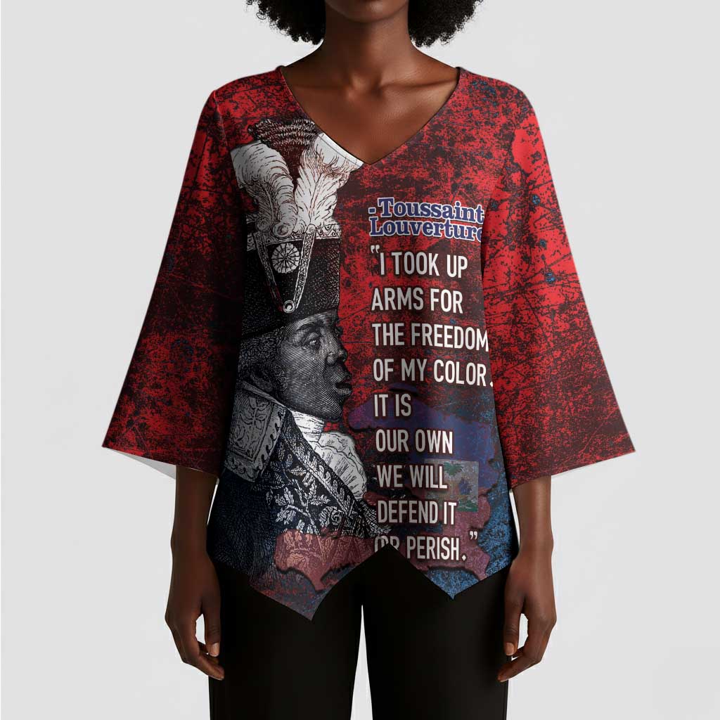 Personalized Toussaint Louverture Afro Haiti Kimono Sleeve Blouse Haitian Father Grunge Style - Wonder Print Shop