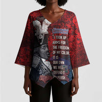 Personalized Toussaint Louverture Afro Haiti Kimono Sleeve Blouse Haitian Father Grunge Style - Wonder Print Shop