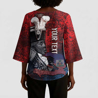 Personalized Toussaint Louverture Afro Haiti Kimono Sleeve Blouse Haitian Father Grunge Style - Wonder Print Shop