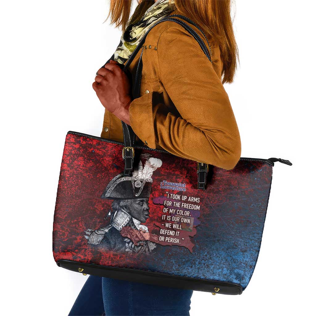 Toussaint Louverture Afro Haiti Leather Tote Bag Haitian Father Grunge Style - Wonder Print Shop