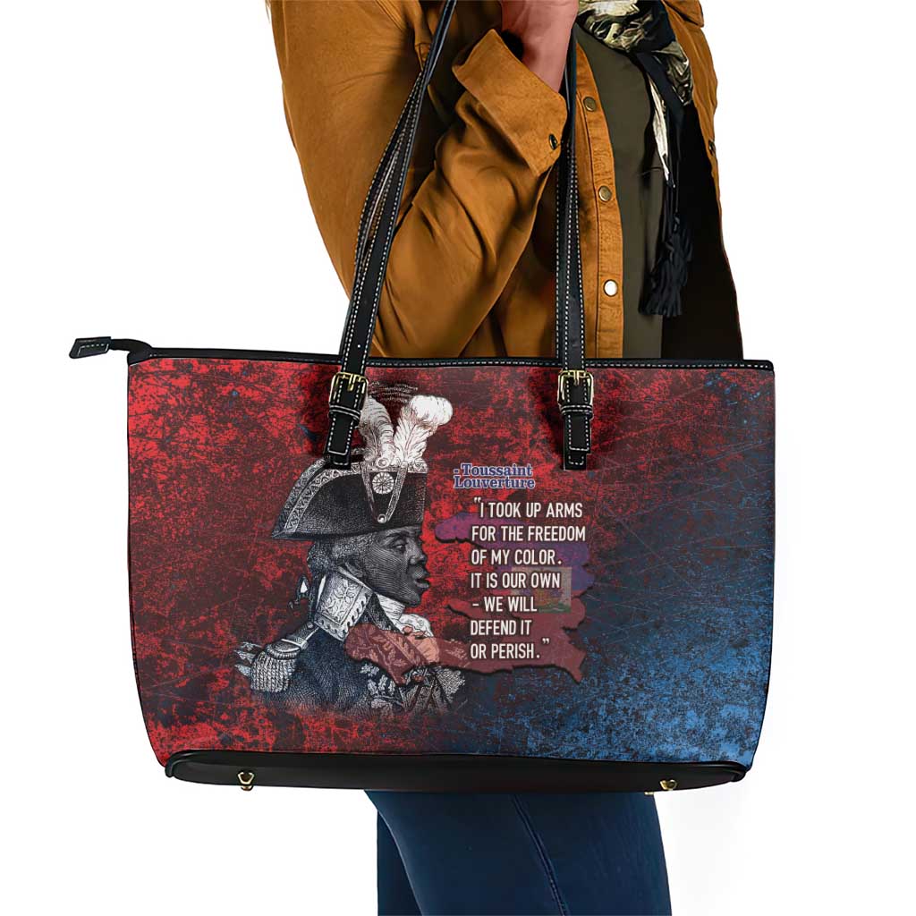 Toussaint Louverture Afro Haiti Leather Tote Bag Haitian Father Grunge Style - Wonder Print Shop