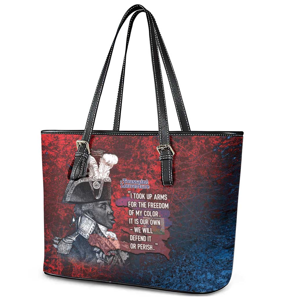 Toussaint Louverture Afro Haiti Leather Tote Bag Haitian Father Grunge Style - Wonder Print Shop