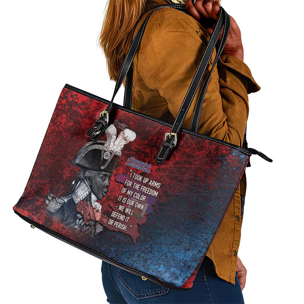 Toussaint Louverture Afro Haiti Leather Tote Bag Haitian Father Grunge Style - Wonder Print Shop