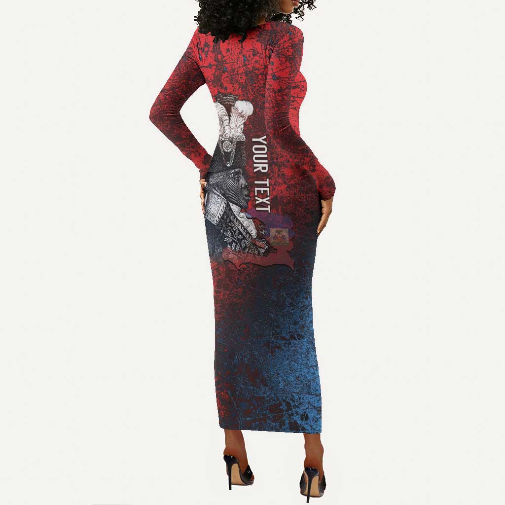 Personalized Toussaint Louverture Afro Haiti Long Sleeve Bodycon Dress Haitian Father Grunge Style - Wonder Print Shop