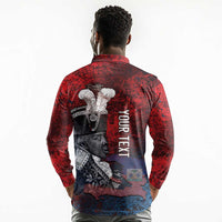 Personalized Toussaint Louverture Afro Haiti Long Sleeve Polo Shirt Haitian Father Grunge Style - Wonder Print Shop