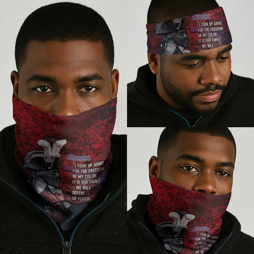 Toussaint Louverture Afro Haiti Neck Gaiter Haitian Father Grunge Style - Wonder Print Shop