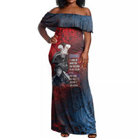 Personalized Toussaint Louverture Afro Haiti Off Shoulder Maxi Dress Haitian Father Grunge Style - Wonder Print Shop