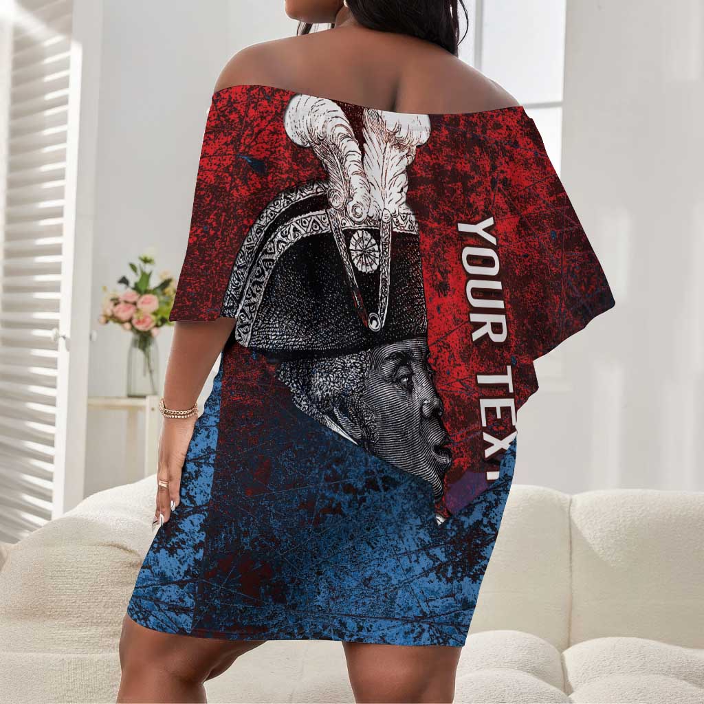 Personalized Toussaint Louverture Afro Haiti Off Shoulder Short Dress Haitian Father Grunge Style - Wonder Print Shop