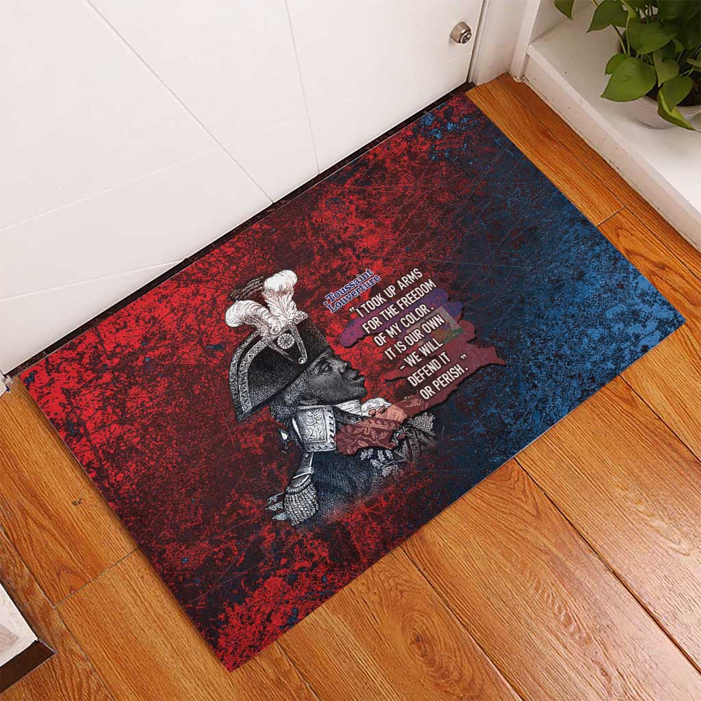 Toussaint Louverture Afro Haiti Rubber Doormat Haitian Father Grunge Style - Wonder Print Shop